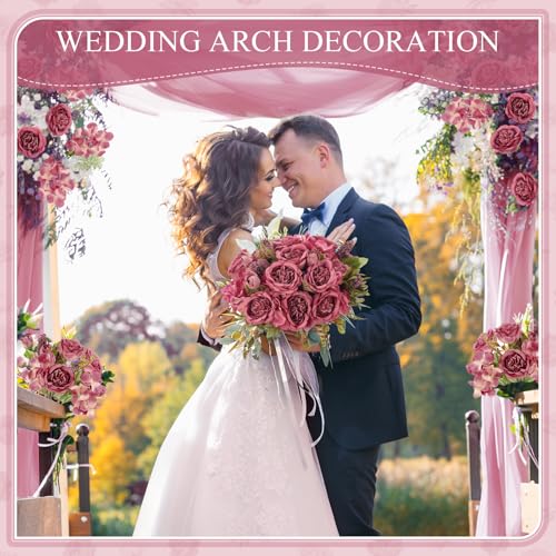 Yunsailing 8 Packs Artificial Peony Flowers Faux Silk Hydrangea Bouquet Vintage Wedding Home Table for Door Decor Reusable Bouquet of Rose Flowers for Valentine Wedding Birthday Party(Bean Paste Pink) - color: Bean Paste Pink, style: Hydrangea