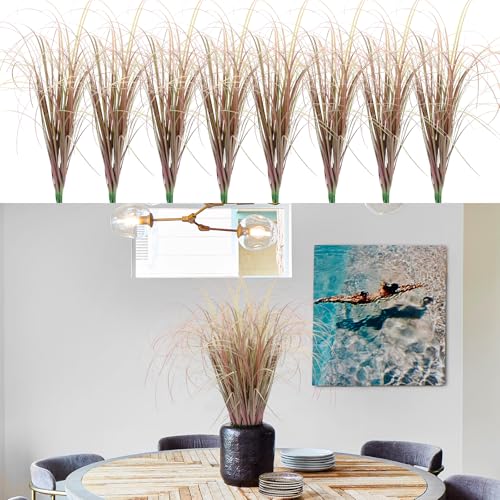 24Pcs Artificial Grass Plants, Faux Shrubs Wheat Grass, Artificial Tall Grass Fake Plants for Outdoor Decor,Artificial Greenery Stems Weed for Room Indoor Home Decor（Light Purple） - color: Light Purple, size: 24Pcs