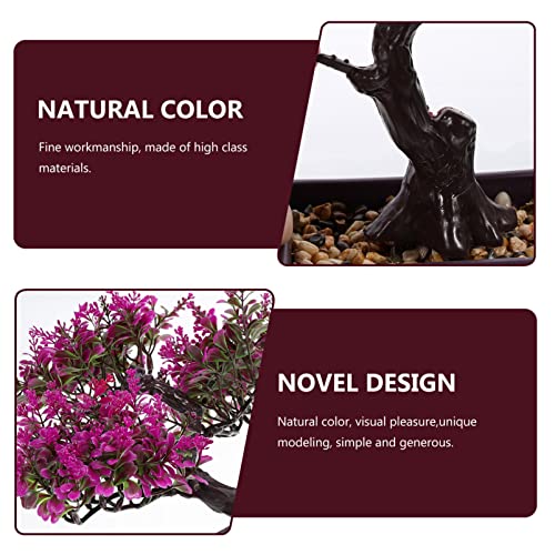 Artificial Bonsai Tree Realistic Plastic Potted Plant No Maintenance Indoor Decor for Home Office Desk - color: Lotus Color