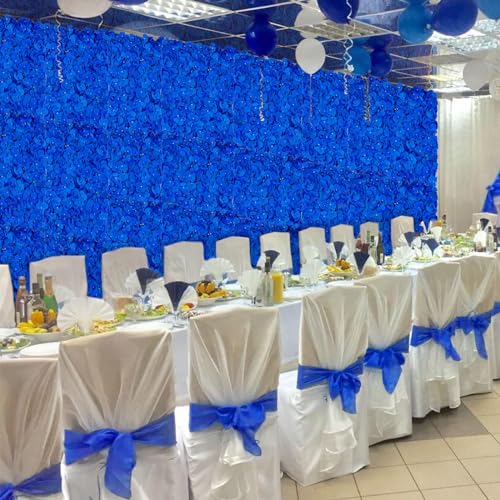 BLOSMON Flower Wall Panel Backdrop Decor Royal Blue Artificial Floral Backdrop for Wedding Party Baby Bridal Shower, 6 Pcs Hanging Fake Hydrangea Wall Decoration Silk Faux Hydrangea Flower Backdrop - color: Royal Blue