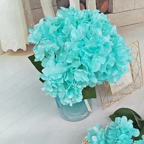 FagusHome Silk Hydrangea Heads 36 Pcs Artificial Flowers Heads and 3 Dozens Stems Fake Hydrangea Flowers with Stems for Home Wedding Decor (Fluorescence BLue) - color: Fluorescence Blue