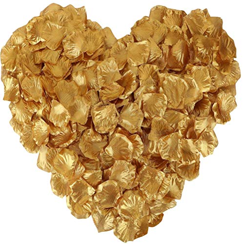 LZXD 1000 Pieces Gold Artificial Silk Rose Petals Flower Decoration Wedding Party Color Gold - color: Gold