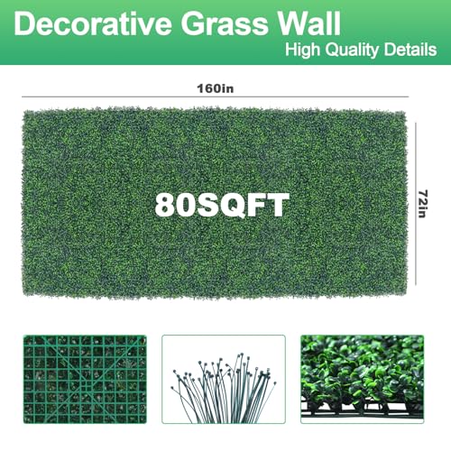 Yangrass Artificial Fence Panel Roll,72"x 160"(80 sq.ft) UV-Anti Faux Ivy Leaves Privacy Fence Screen Grass Wall Roll Panels for Indoor Home Decor and Outdoor Garden Backyard - size: 72x160 IN