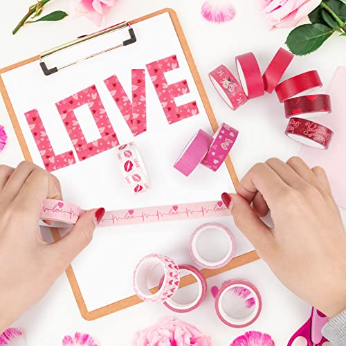20 Rolls Valentine's Day Washi Tape Red Pink Heart Love Masking Tape for Wedding Romantic Scrapbook DIY Craft Valentines Decorative Duct Tape for Journaling Giftwrap Tape Supplies - style: Valentine's Day