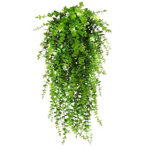 RECUTMS Hanging Plants Outdoor UV Resistant Faux Hanging Plants Indoor Artificial Decor Outdoor Artificial Hanging Plants for Wall House Room Patio Indoor Outside Home Shelf Office Decor in 3 Pcs - color: Green, size: Hanging Plants With Lights