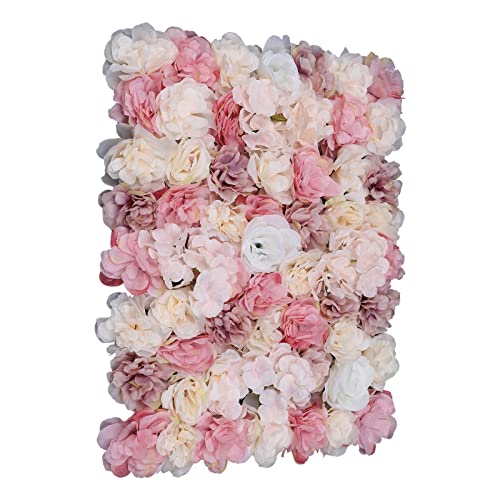 12 Pcs Artificial Flower Wall Panels 3D Flower Background Panel for Wall, 60x40cm Wedding Flower Decorations Wall Silk Rose Panels for Party, Nail, Photo Areas, Stage Background (Pink + Peach) - color: 12pcs, Pink + Peach