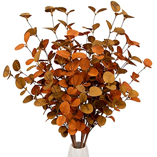 6 Pcs Fall Eucalyptus Leaves Artificial Eucalyptus Stems Fall Leaf Spray Autumn Leaves Fall Decorations for Home Floral Arrangement