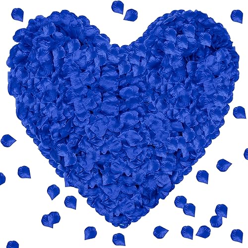 Pyrrhiax 1000Pieces Rose Petals, Artificial Flower Petals Fake Rose Petals for Romantic Night,Wedding,Proposal Anniversary Flower Decorations (Dark Blue) - color: Dark Blue, size: 1000pcs