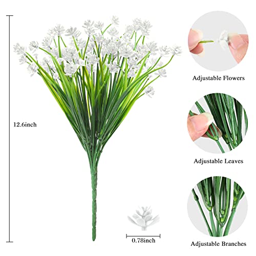 AmyHomie 20 Bundles Artificial Flowers for Outdoor Outside Spring Summer Decoration UV Resistant Faux Flowers No Fade Fake Plastic Plants Garden Porch Window Box Decorating (Pure White) - color: Pure White, size: 20