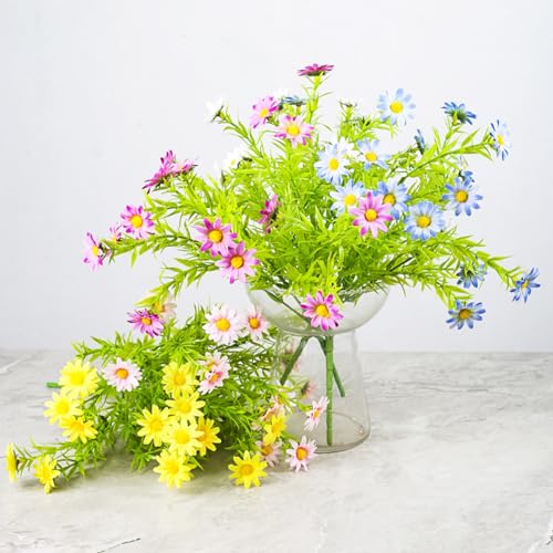 10 Bundles Artificial Daisy Flowers Faux Plants for Outdoors Fake Flowers UV Resistant No Fade for Garden Porch Patio Window Box Decoration (Yellow) - color: Yellow