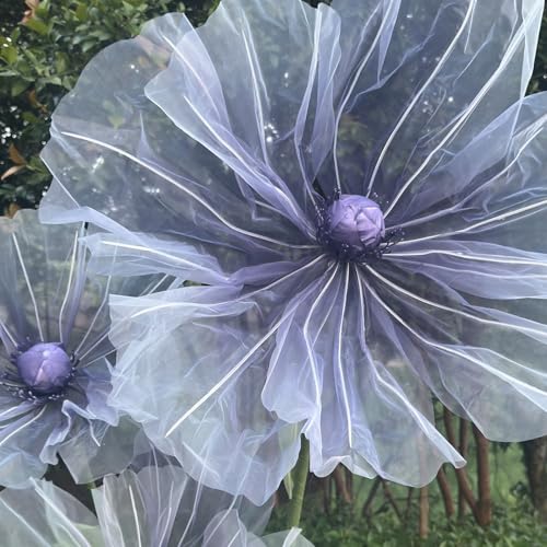 Wedding Decorations for Reception, Giant Flowers for Decoration, 3pc Large Artificial Silk Flowers Decoration with Stand for Party Decor, Home Decor, Photographic Props, Shop Window Display (Purple) - color: Purple