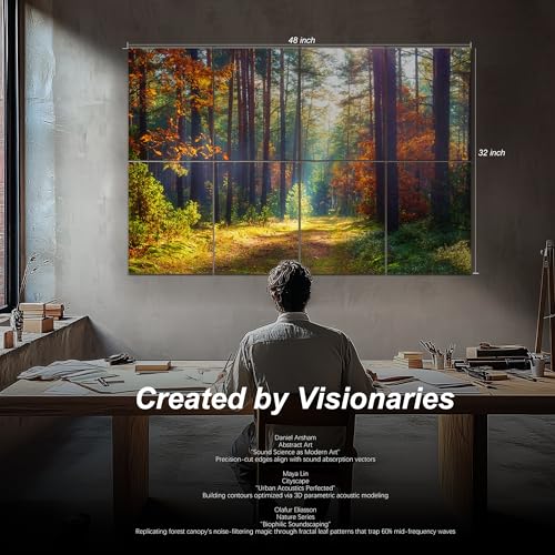 Mollywell Art Acoustic Panels, 48x32 in, Forest Autumn | Self-Adhesive, Reduces Echo, Sound Absorbing, Modern Art Wall Decor, Living Room, Studio, Bedroom, Office - color: Forest Autumn, size: 8 Pack Art