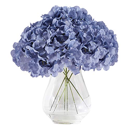 Silk Hydrangea Dusty Blue Artificial Faux Flowers - 10pcs with Stems for Wedding Bridal Show Decor - color: 10pcs Dusty Blue, size: Large