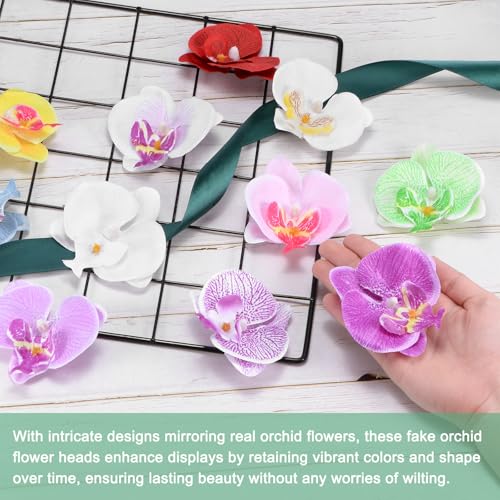 M METERXITY 20-Pack Artificial Orchid Flower Heads, Silk Faux Butterfly Flowers Head for Wedding/Bouquet/Bridal/Party Decor, Fake Phalaenopsis Petals Bulk [2.76 Inch, Pink] - color: Pink, size: 2.76 Inch