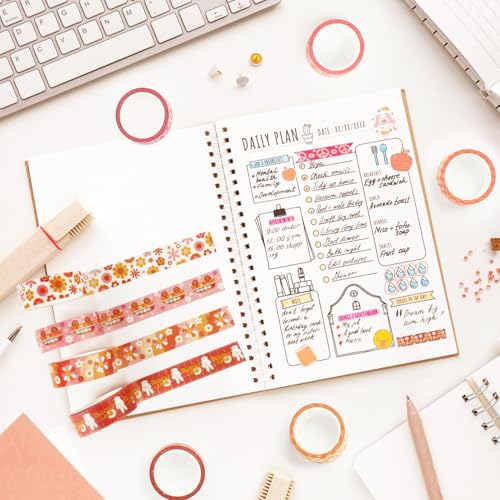 12 Rolls Boho Washi Tape Set, Vintage Watercolor Floral Cute Decorative Masking Tapes for Spring Arts DIY Craft Scrapbook Journal Planners Supplies Gift Wrapping 16.4Ft - color: B
