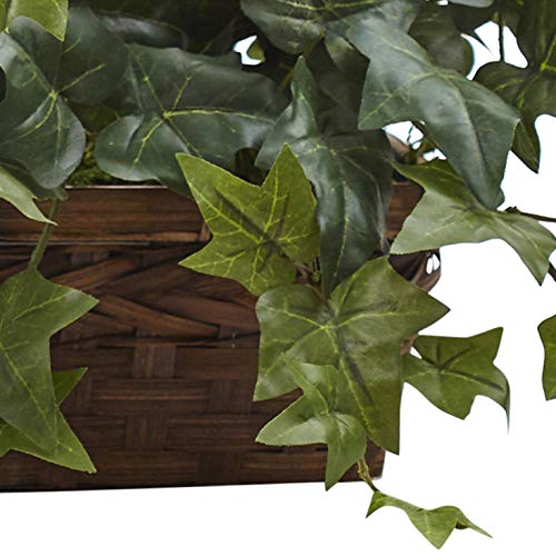 Nearly Natural 12.5in. Puff Ivy with Ledge Basket Silk Plants, Green,20.5'' x 6'' x 12''