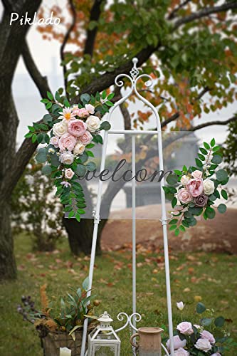 Faux Flower Swag Set of 2 for Wedding Welcome Signs Floral Swag Wedding Reception Ceremony Signs Decor (Pink) - color: Pink