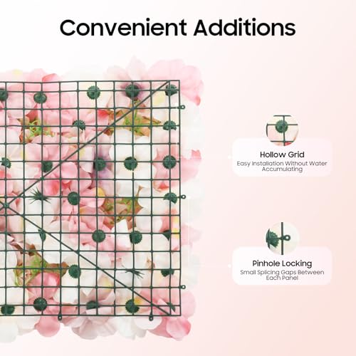 Artificial Silk Flower Panels 6pcs, 3D Silk Dahlias/Roses/Hydrangeas Floral Wall Panel Ideal for Wedding Celebrations, Festive Party Birthday Backdrops and Elegant Home, 16x24 Inch