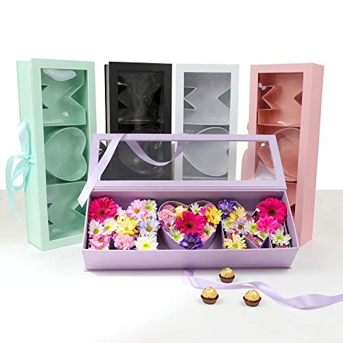 UNIKPACKAGING “MOM” Flower Gift Letter Shaped Fillable Box, with Plastic Liner, Size 22″ x 8″ x 4″ inches, for Luxury Style Flower and Gift Arrangements (Lavender) - color: Lavender