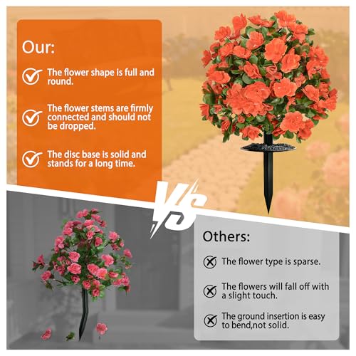 Artificial mums for Outdoors, Faux Outdoor Plants Fake Plants Topiary Balls Artificial Outdoor Set of 2 with Ground Spike for Home Front Porch Patio Garden Decor (Orange) - color: Orange