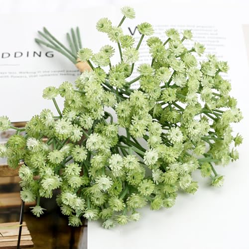 Green Babys Breath Artificial Flowers Bulk,18pcs Fake Gypsophila Realistic Babys Breath for St. Patrick's Day Wedding Arches Bouquets Table Centerpieces Home Decor - color: Green