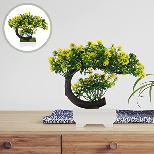 GANAZONO Green Artificial Plant Ornament Faux Bonsai for Room Office Kitchen Study Room No Watering - color: Yellow