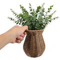 Cabilock Small Rattan Vase for Flowers, 5.7" Rustic Woven Wicker Vase for Boho Home Decor, Imitation Rattan Flower Basket, Farmhouse Desktop Centerpiece for Pampas Grass, Dried Floral Arrangement