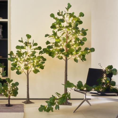 Hairui Lighted Artificial Fiddle Leaf Fig Tree 6FT 222 LED Fairy Lights, Faux Plant Tree with Lights for Home Room Spring Christmas Decoration Indoor - style: 6FT Fiddle Leaf Fig Tree