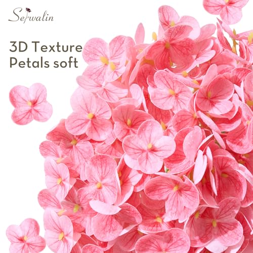 Serwalin 5PCS Real Touch Hydrangea Artificial Flowers with Long Stems,20in Hot Pink Latex Large Lifelike Faux Hydrangea Flowers for Family Table Office Wedding Party Arrangements Decor - color: Hot Pink, size: 5PCS