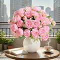 Peonies Artificial Flowers 12 Bundles Pink Flowers Bouquet, Lifelike Silk Fake Peonies with Stems for Home Table Centerpieces, Wedding, Party & DIY Bridal Floral Arrangements (Light Pink) - color: Light Pink