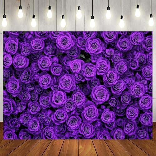 5 x 3 ft Purple Flower Floral Backdrop Background Photography Flower Wall Lavender Backdrop for Party Wedding Girls Birthday Princess Mother's Day Bridal Shower Anniversary Banner Decor Studio Photo - color: Purple, size: 5X3FT