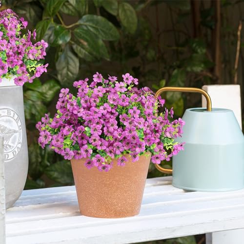 ATTGREAT Artificial Flowers Outdoors Faux Plants UV Resistant Fake Flowers Daisy 12 Bundles Plastic Greenery Plnats Outside for Garden Planter Patio Porch Spring Summer Home Home Decor, Purple - color: Purple, size: 12PCS
