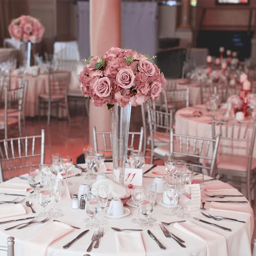 BLOSMON Artificial Flower Balls Wedding Centerpieces 6 Pcs 15.7" Large Dusty Pink Fake Flowers Rose Hydrangea Ball Arrangement Center Pieces for Table Silk Floral Bouquet for Wedding Party Home Decor - color: Dusty Rose, size: Diam 15.7" - 6 Pcs