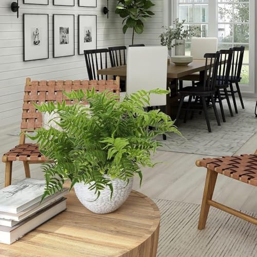 GnFlus 19" Artificial Boston Fern Plants Large Fake Greenery Shrubs 2 Pcs UV Resistant Faux Plant Bushes for Home Garden Office Farmhouse Indoor Outdoor Decor, Green - color: Greenery-2