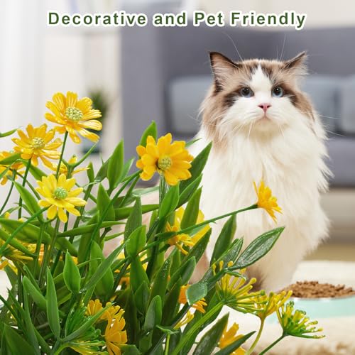 Fake Plants Daisy for Bathroom Decor, Small Potted Artificial Plants Indoor for Shelf Desk Home Bathroom Farmhouse Room Coffee Table Decor, Yellow (Pack of 2) - color: Yellow