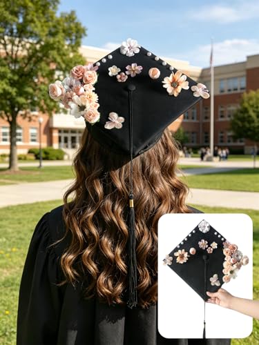 rongflower Mini Artificial Flowers for Crafts, 45 Pcs Nude Color Silk Fake Flowers Assorted Faux Roses Peonies Daisies Bulk for Wedding Decor Graduation Cap Cake Topper Home DIY - color: Nude Color