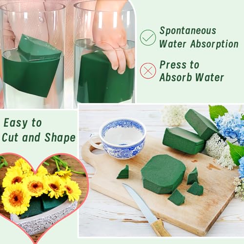6 Pcs Floral Foam Blocks,Green Wet Dry Florist Foams for Artificial Fresh Flower Plant Arrangements,Wedding,DIY,Crafts,7.8 x 3.5 x 2.4inch