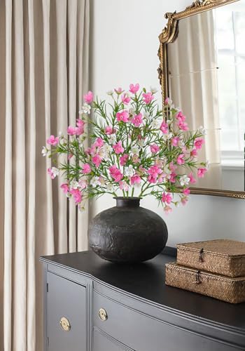 Wildflowers Artificial Flowers 18 inch Silk Spring Flowers Summer Flower Bouquet for Home Wedding Party Table Centerpieces Floral Arrangements 5 Pack, Pink - color: Pink