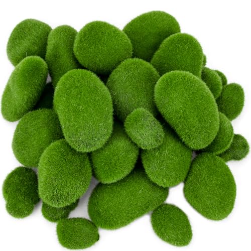 Nicunom 50 Pcs 5 Size Artificial Moss Rocks Decorative, Faux Green Moss Decor Balls for Floral Arrangements, Fairy Gardens and Crafting