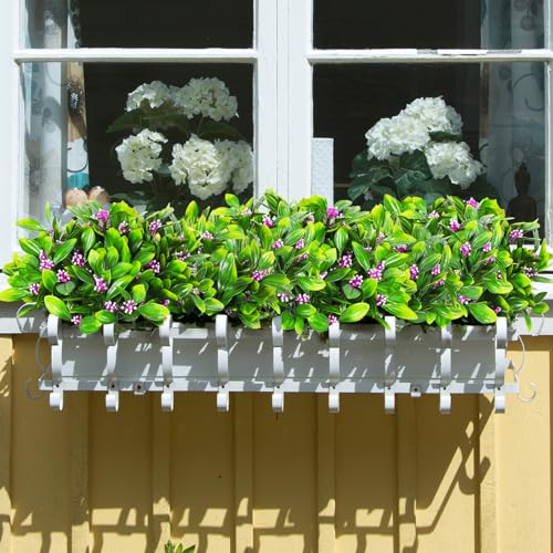 SJL Artificial Outdoor Flowers UV Resistant Faux Spring Plants Greenery Stems No Fade Faux Plants Greenery Shrubs for Outside Boxwood for Patio Garden Front Porch Planter Yard Decoration (Fuchsia) - color: Bundle Fuchisia Gladiolus