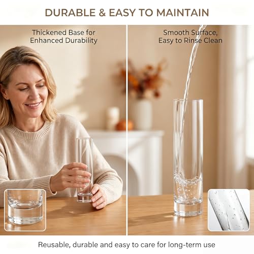 17.5CM/6.9Inch Cylinder Glass Flower Vase Tall Bud Vases Single Stem Vase Home Centerpieces for Table Living Room Wedding Decorations(Transparent)