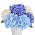 6 pcs Real Touch Hydrangea Artificial Flowers, 20 Inch Blue White Lifelike Fake Hydrangeas Bouquet with Bendable Stems & Leaves for Wedding Centerpieces, Home Decor, Vase Arrangements