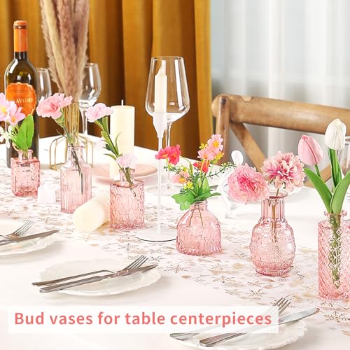 Glass Bud Vases in Bulk Set of 30 Pcs,Small Glass Vases for Flowers as Wedding Centerpieces for Tables,Clear Flower Vases Suitble for Wedding Decorations,Home Decor (Light Pink, 30 pcs) - color: Light Pink, size: 30 pcs
