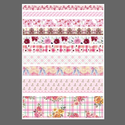 10 Rolls Vintage Floral Washi Tape Set Pastel Plaid Arts Adhesive Tapes Soft Colors Decorative Masking Tape Sets for Craft, Kids, Scrapbook, DIY, Gift Wrapping (Pink Blossom) - color: Pink Blossom