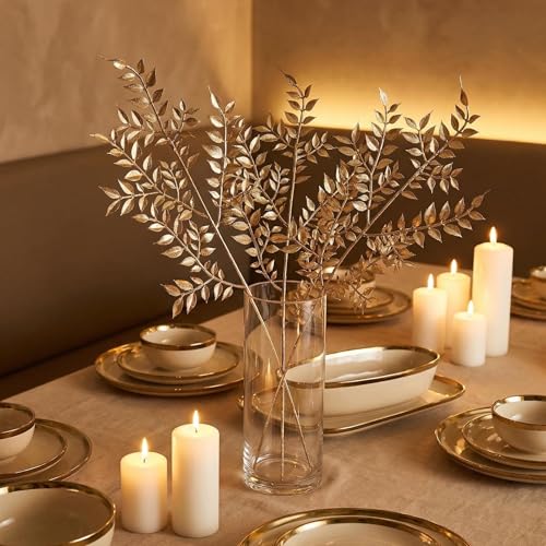 40 Pcs Decor Fake Leaves for Christmas Decor Gold Leaf Artificiales para Table Wedding Home Room Office Decoracion (21inch) - color: Gold-d