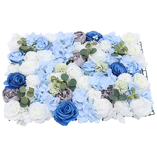15.74"x 23.62" Artificial Flower Wall Panels,Flower Wall Mat Silk Flower Panels for Outdoor Garden Backyard Fence Fence Privacy Screen and Indoor Wall Decor (6Pcs White+Blue) - color: 6Pcs White+Blue