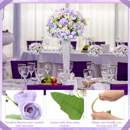 Tigeen Peonies Artificial Flowers Faux Roses Silk Flowers Hydrangea Artificial Bouquet for Wedding Table Centerpiece Floral Vase Home Office Bridal Decor(Light Purple,12 Bundles) - color: Light Purple