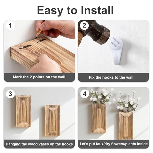 Wooden Wall Planter Vase,2 Pack Natural Wood Hanging Planter for Indoor Fake Plants Modern Boho Farmhouse Wall Art Decor for Home Kitchen Modern Farmhouse Bathroom Living Room Dining Room - color: Natural Wood