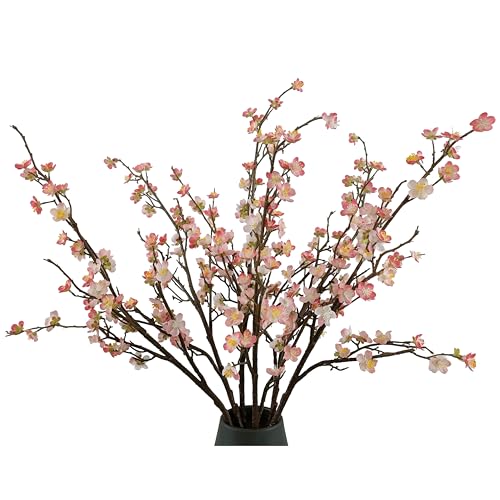Plum Blossom Flowers,6 Pcs Artificial Light Pink Cherry Blossom Silk Flowers,Fake Cherry Stems,Faux Cherry Blossom Branches for Home and Office Decor (Light Pink, 6)… - color: Pink