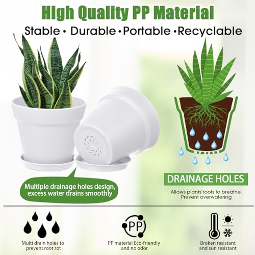 Mumufy 54 Pack 4 Inch Plant Pots Bulk Small Planter with Drainage Hole and Saucer Small Plastic Pots for Flowers Succulent Cactus and All House Indoor(Classic) - color: Classic